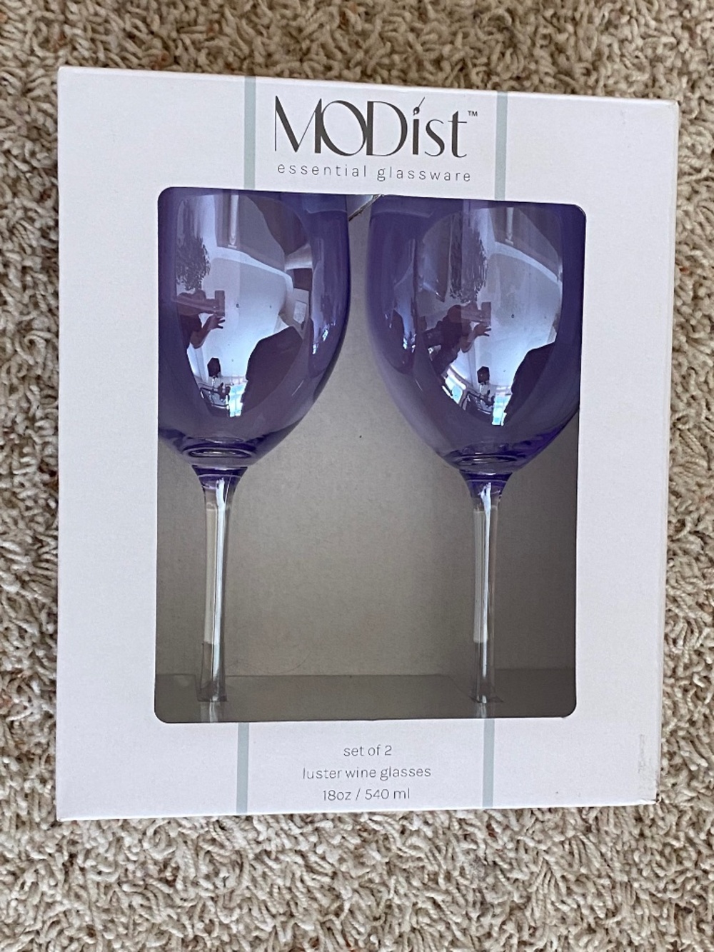 NEW Modist essential glassware Set of 2 purple luster wine glasses